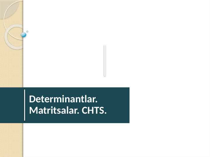 Determinantlar. Matritsalar. CHTS