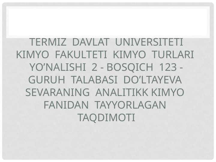 Mn2+ kationining analitik kimyosi.