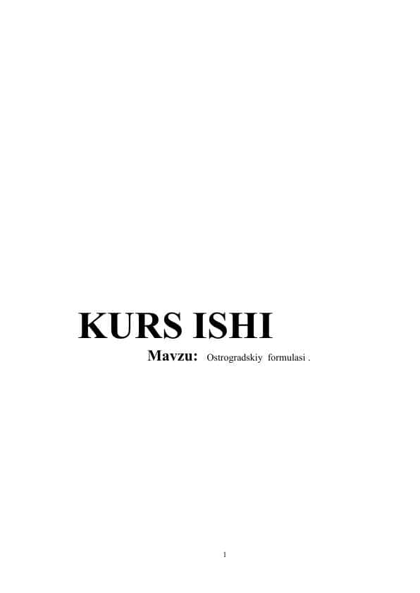 Ostrogradskiy formulasi kurs ishi