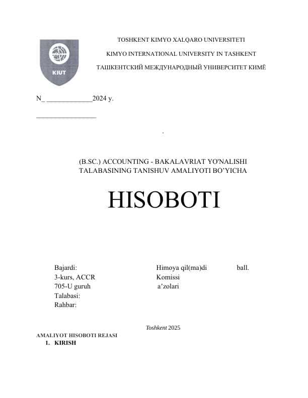 IIV STOMATOLOGIK POLIKLINIKASI. AMALIYOT HISOBOTI