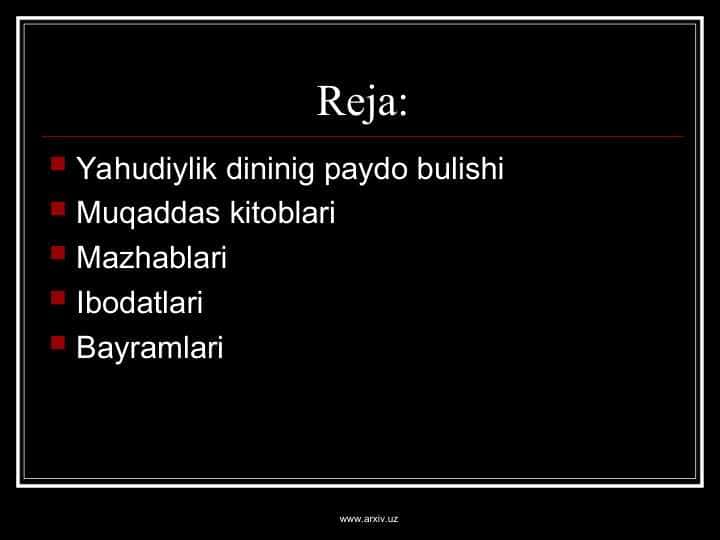 Yahudiylik dini haqida
