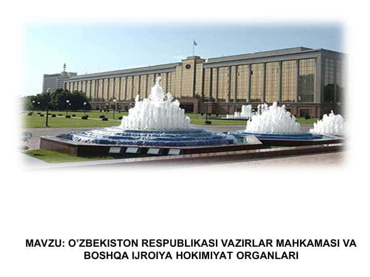 O’ZBEKISTON RESPUBLIKASI VAZIRLAR MAHKAMASI VA BOSHQA IJROIYA HOKIMIYAT ORGANLARI