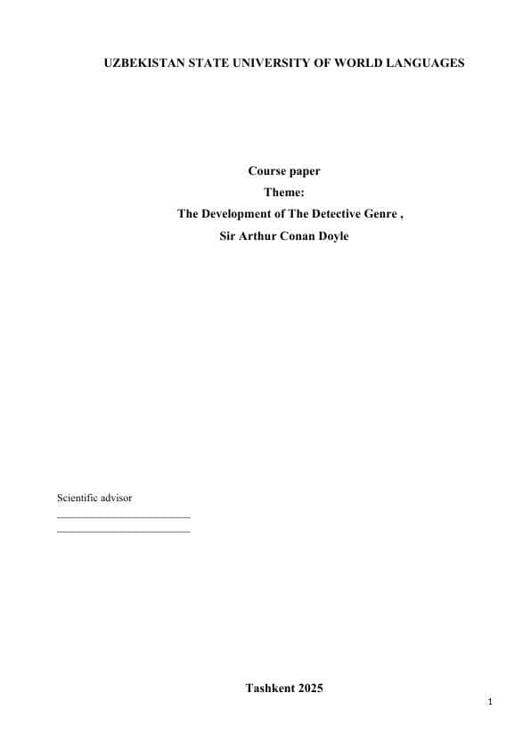 The Development of The Detective Genre , Sir Arthur Conan Doyle