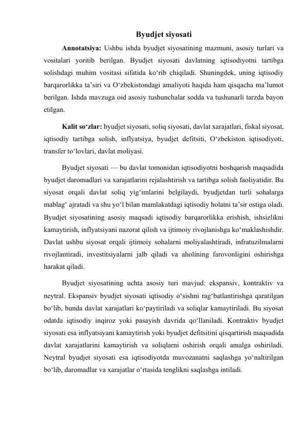 Byudjet siyosati