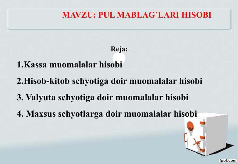 PUL MABLAG`LARI HISOBI