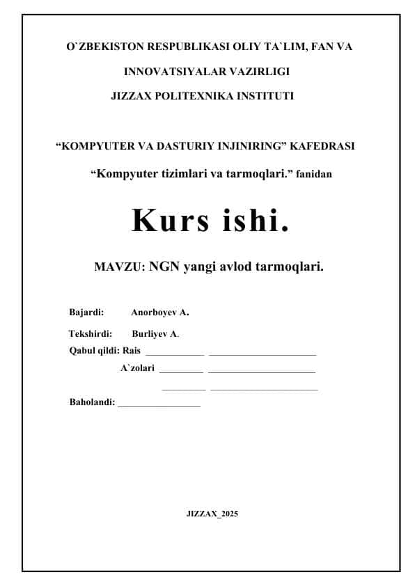 NGN yangi avlod tarmoqlari.