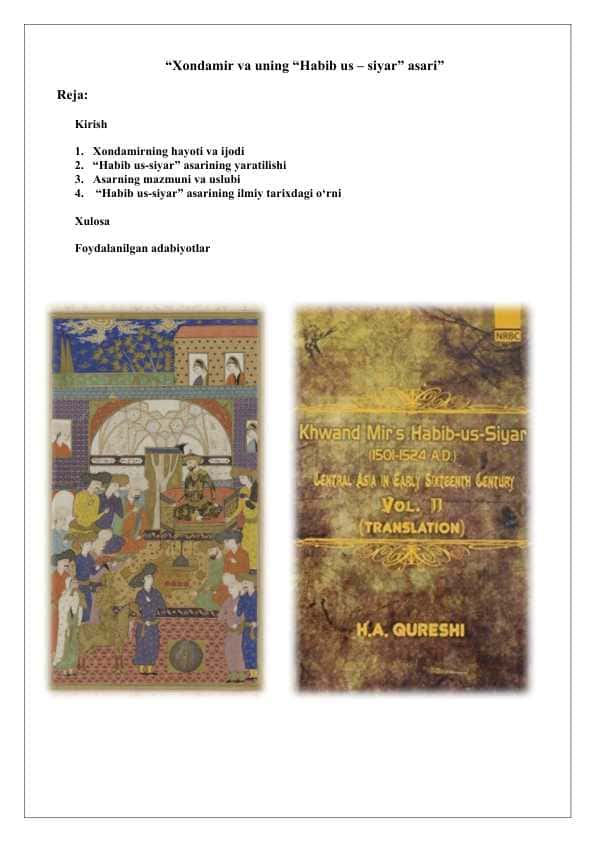 “Xondamir va uning “Habib us – siyar” asari” 25