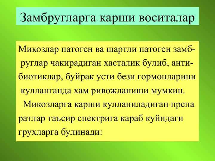 Замбругларга карши воситалар