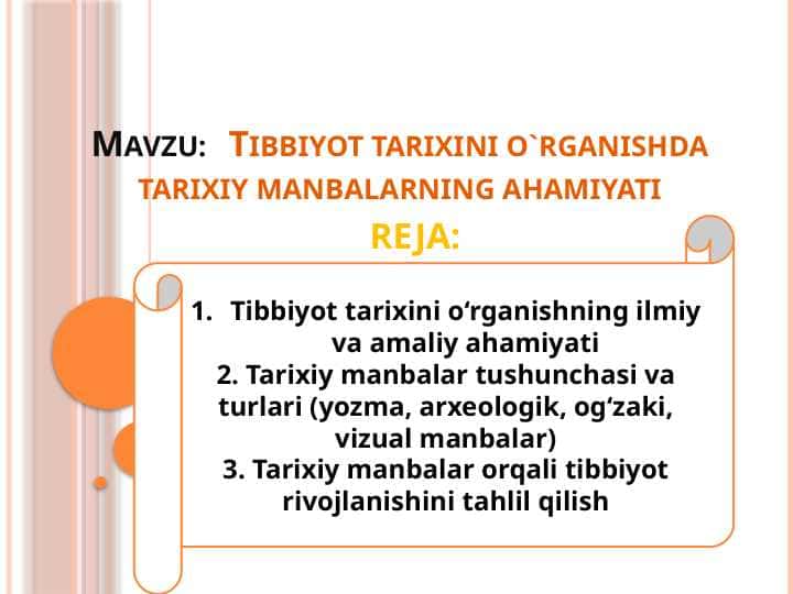 Tibbiyot tarixini o'rganish