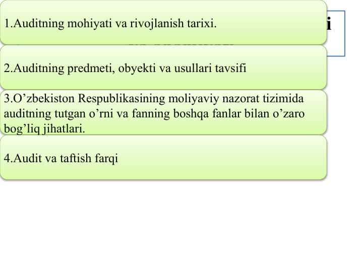 Auditning mohiyati, zarurligi va ahamiyati