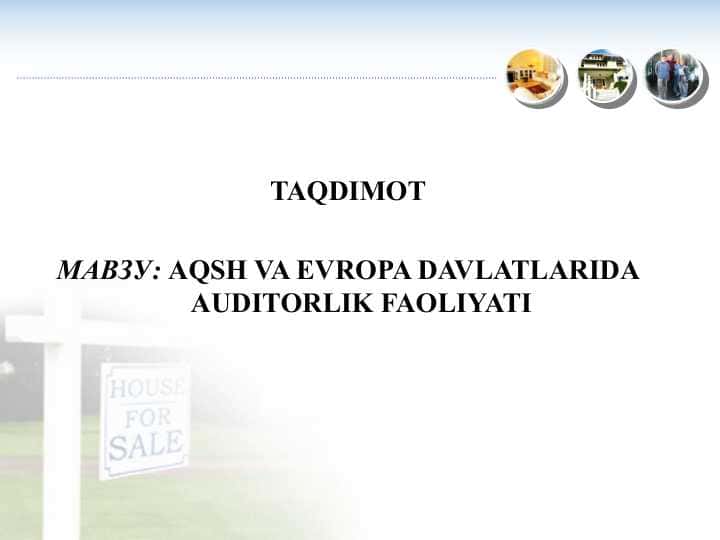 AQSH VA EVROPA DAVLATLARIDA AUDITORLIK FAOLIYATI