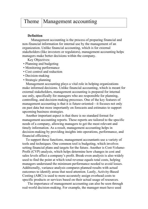 Management accounting