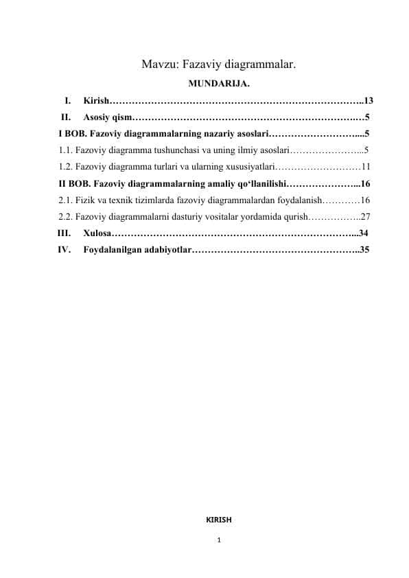 Fazaviy diagrammalar.