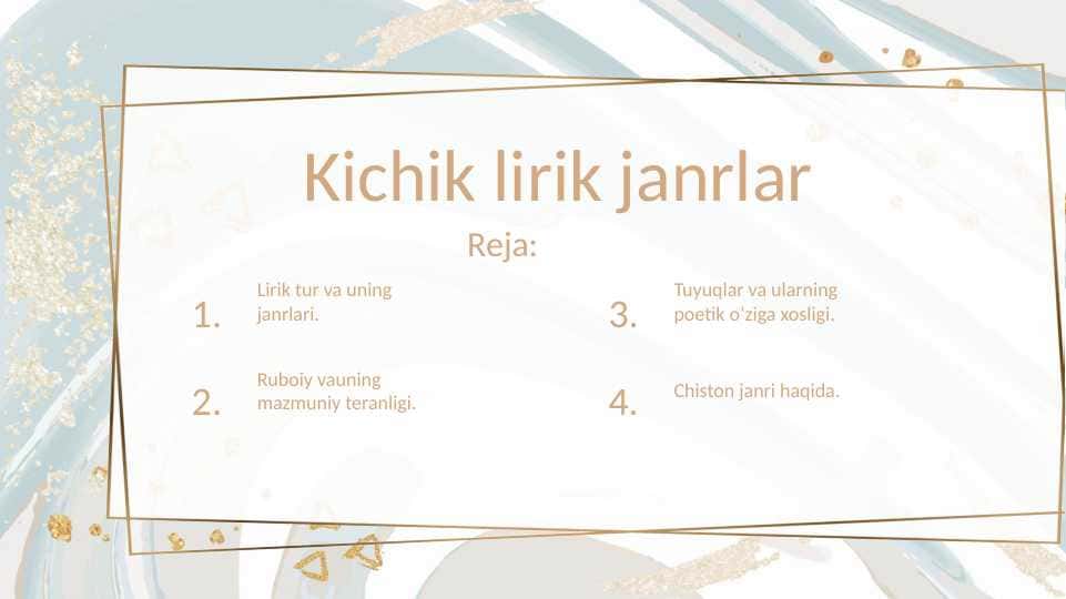 Kichik lirik janrlar