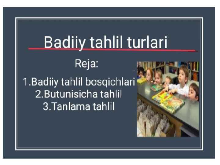 Badiiy tahlil turlari