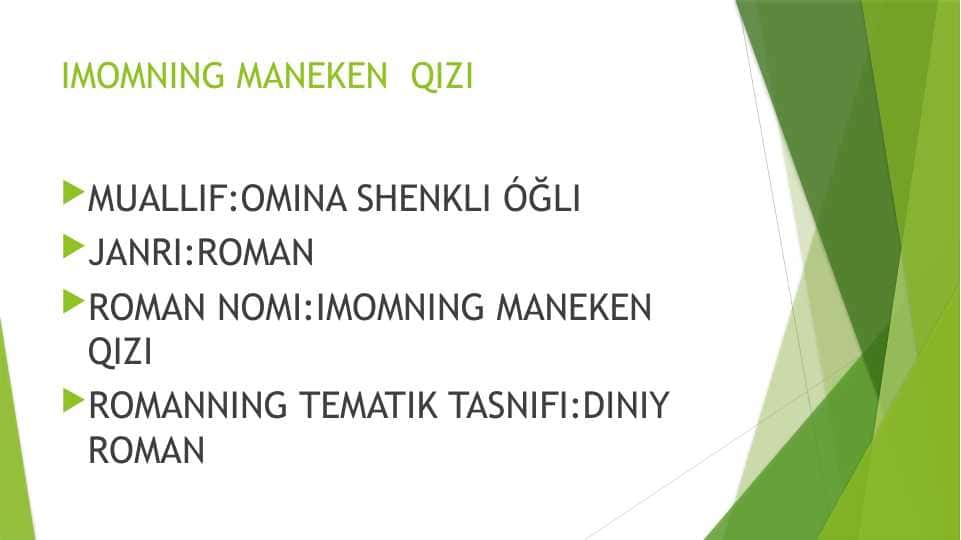 OMINA SHENKLI ÓĞLI IMOMNING MANEKEN QIZI