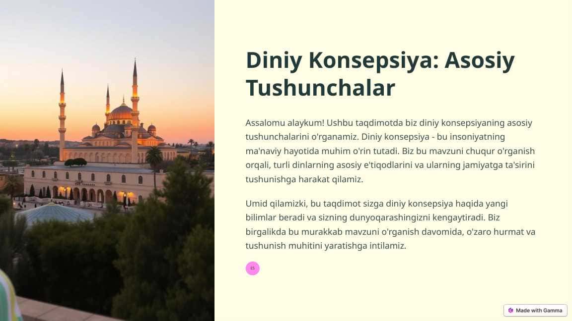 Diniy Konsepsiya: Asosiy Tushunchalar