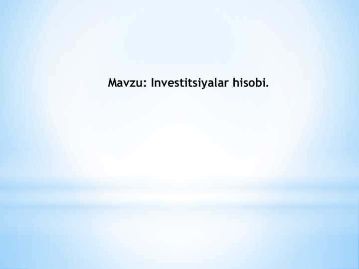 Investitsiyalar hisobi