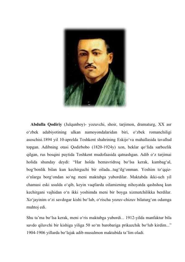 Abdulla Qodiriy Asarlar bo'yicha katalog