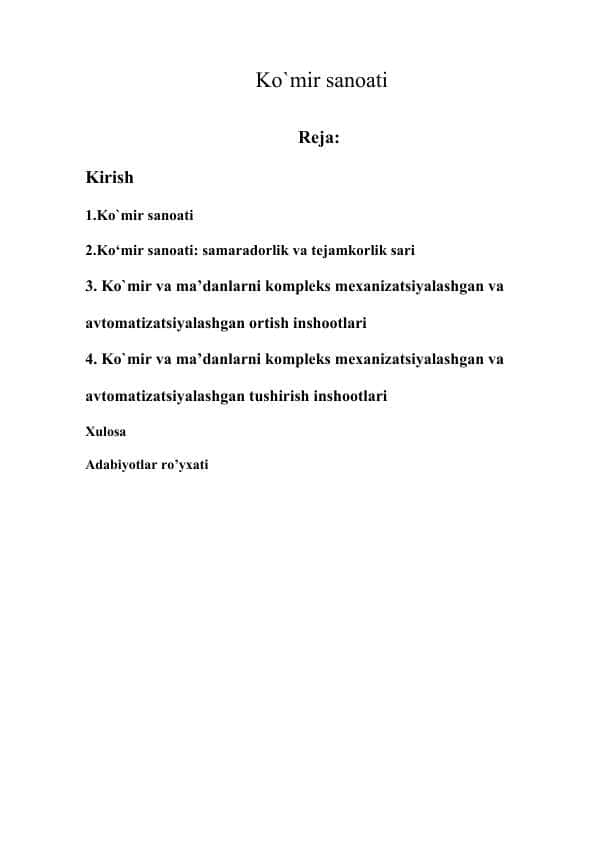 Ko`mir sanoati