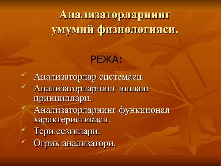 Анализаторларнинг умумий физиологияси