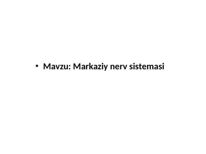 Markaziy nerv sistemasi