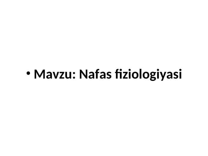 Nafas fiziologiyasi