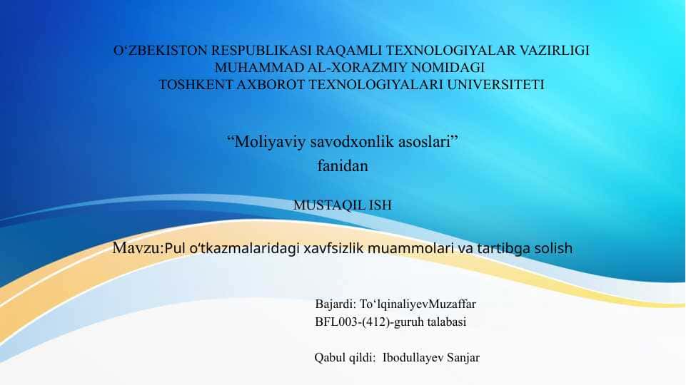 Pul o'tkazmalarida xavsizlik muammolari va ularni tartibga solish