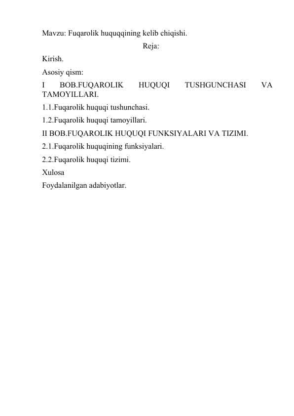 Fuqarolik huquqqining kelib chiqishi KURS ISHI