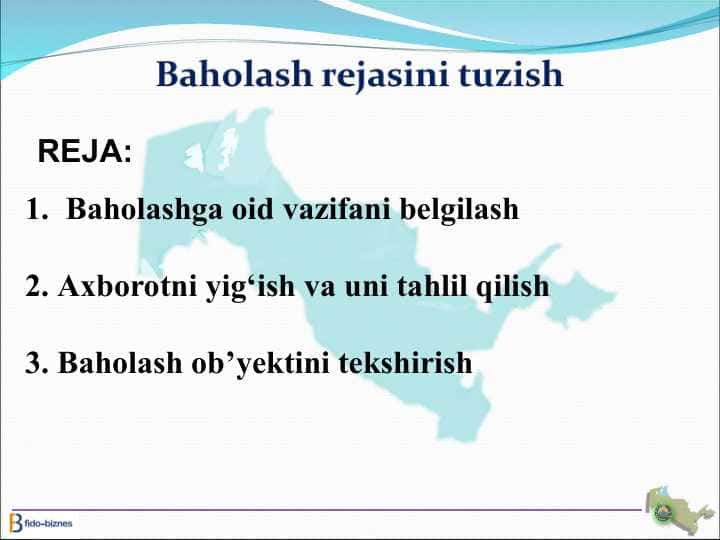 Baholash rejasini tuzish