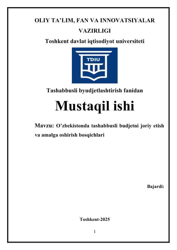 O’zbekistonda tashabbusli budjetni joriy etish va amalga oshirish bosqichlari