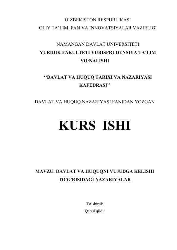 davlat va huquq vujudga kelishi