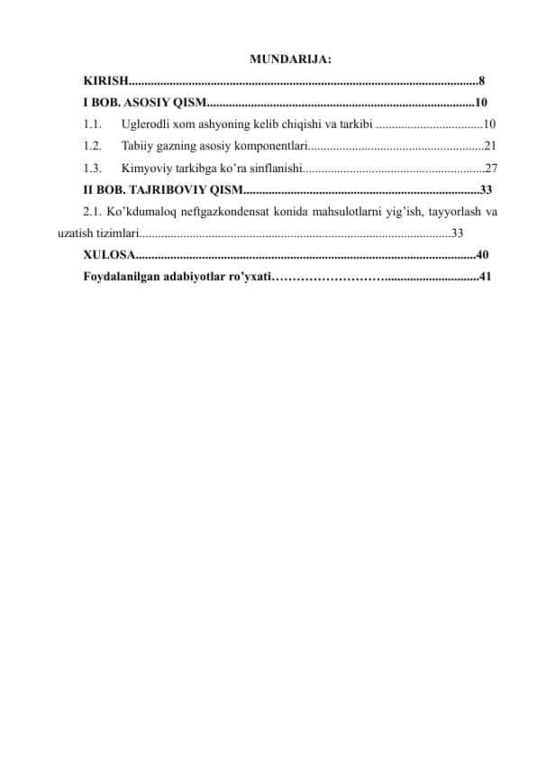Tabiiy uglevodorodli gazlarning sinflanishi