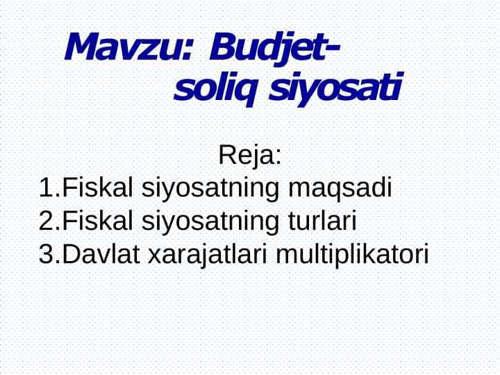 Budjet-soliq siyosati