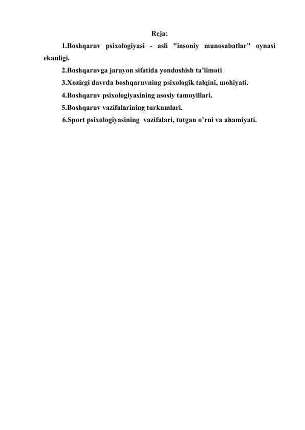 kadrlarni tanlash va boshqarish psixologiyasi. sport, tibbiyot sohalarida psixologik faoliyat