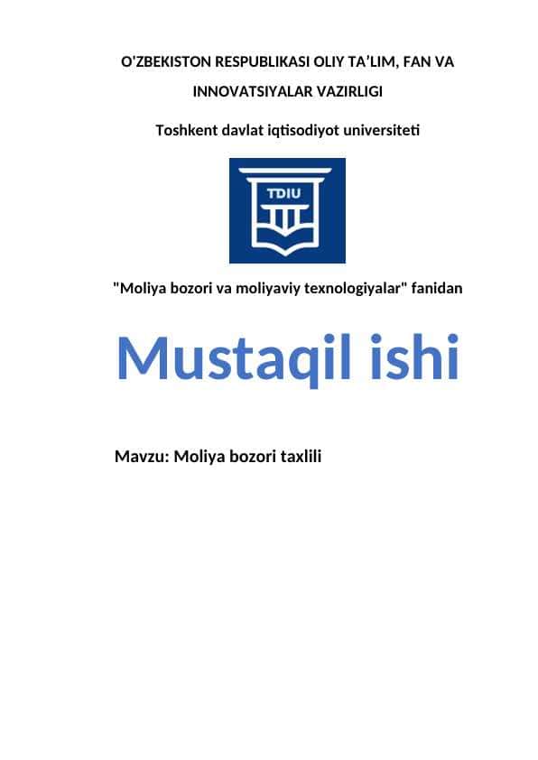 Moliya bozori taxlili