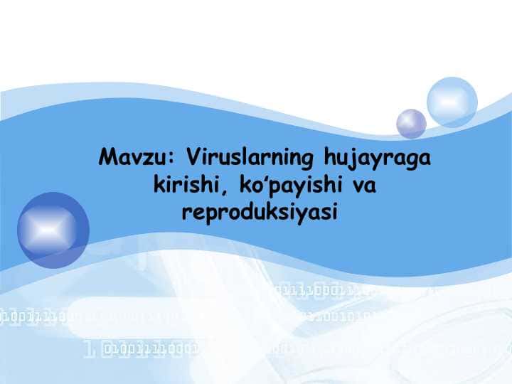 Viruslarning hujayraga kirishi, koʻpayishi va reproduksiyasi