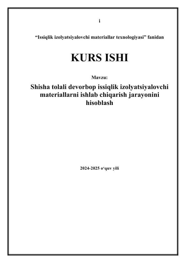 Issiqlik izolyatsiyalovchi materiallar