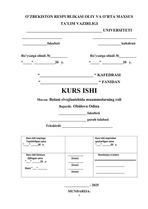 Bolani rivojlanishida muammolarning roli