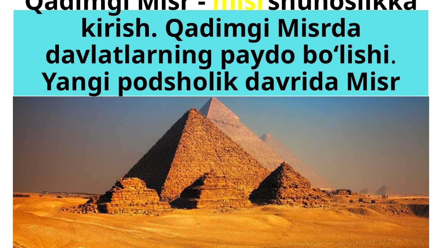 Qadimgi Misr. Misrshunoslikka kirish: Qadimgi Misrda davlatlarning paydo bo’lishi. Yangi podsholik davri.
