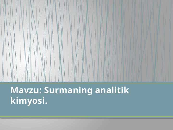 Surmaning analitik kimyosi