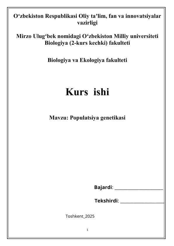 Populatsiya genetikasi - Популатсия генетикаси