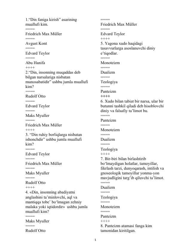Dinshunoslik test 2025 baxorgi