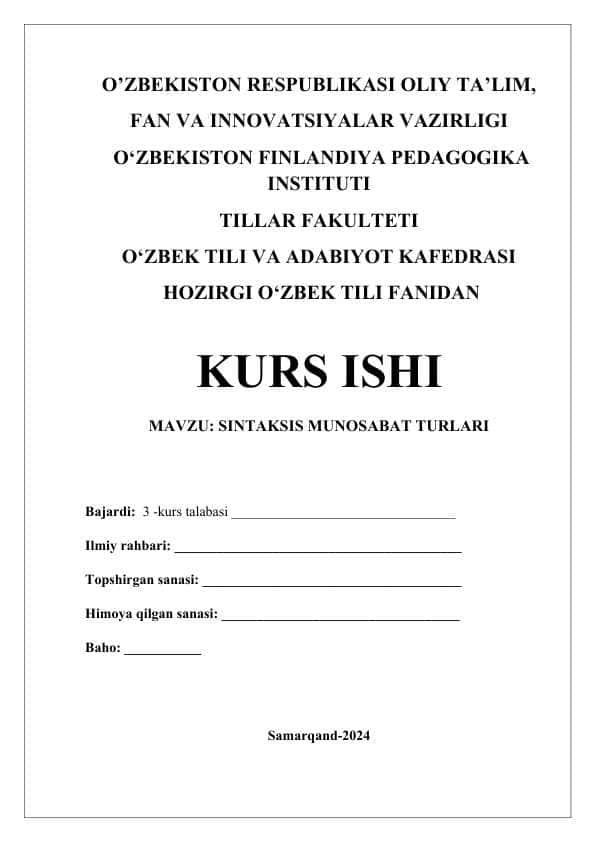 SINTAKSIS MUNOSABAT TURLARI