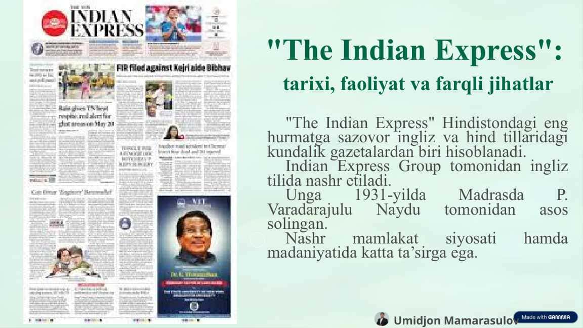 The-Indian-Express gazetasi tarixi