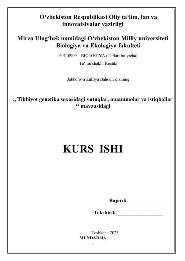 Tibbiyot genetika soxasidagi yutuqlar, muammolar va istiqbollar - Тиббиёт генетика сохасидаги ютуқлар, муаммолар ва истиқболлар