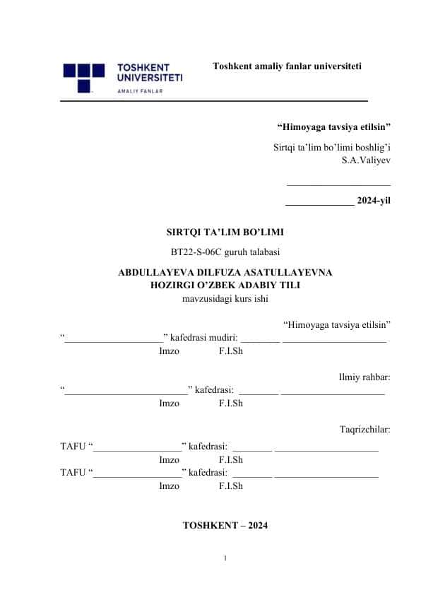 HOZIRGI O’ZBEK ADABIY TILI