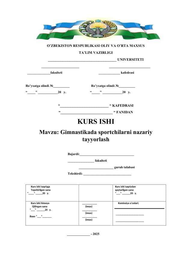 Gimnastikada sportchilarni nazariy tayyorlash