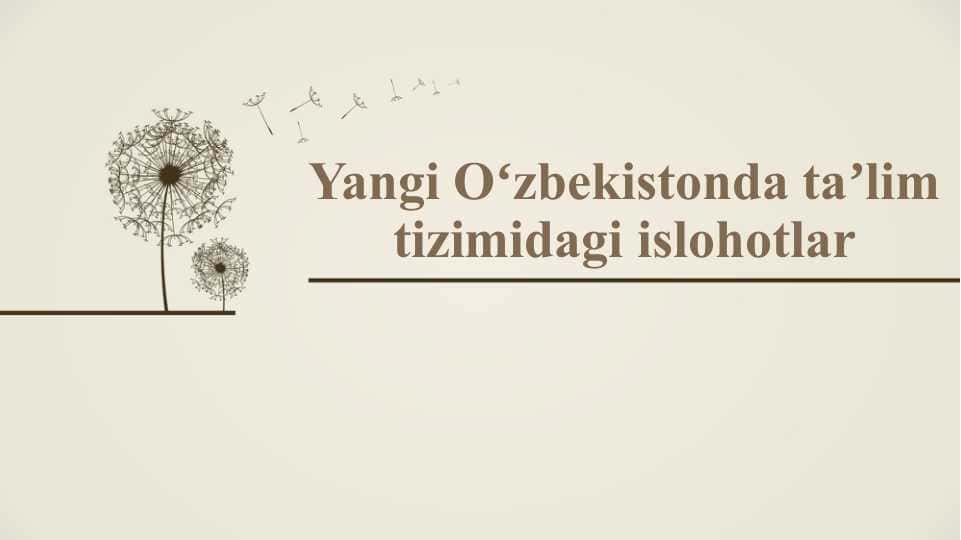 Yangi Oʻzbekistonda taʼlim tizimidagi islohotlar