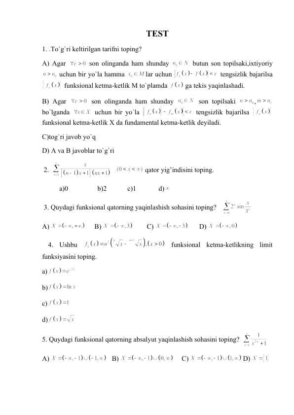 Matanalizdan 75 ta test